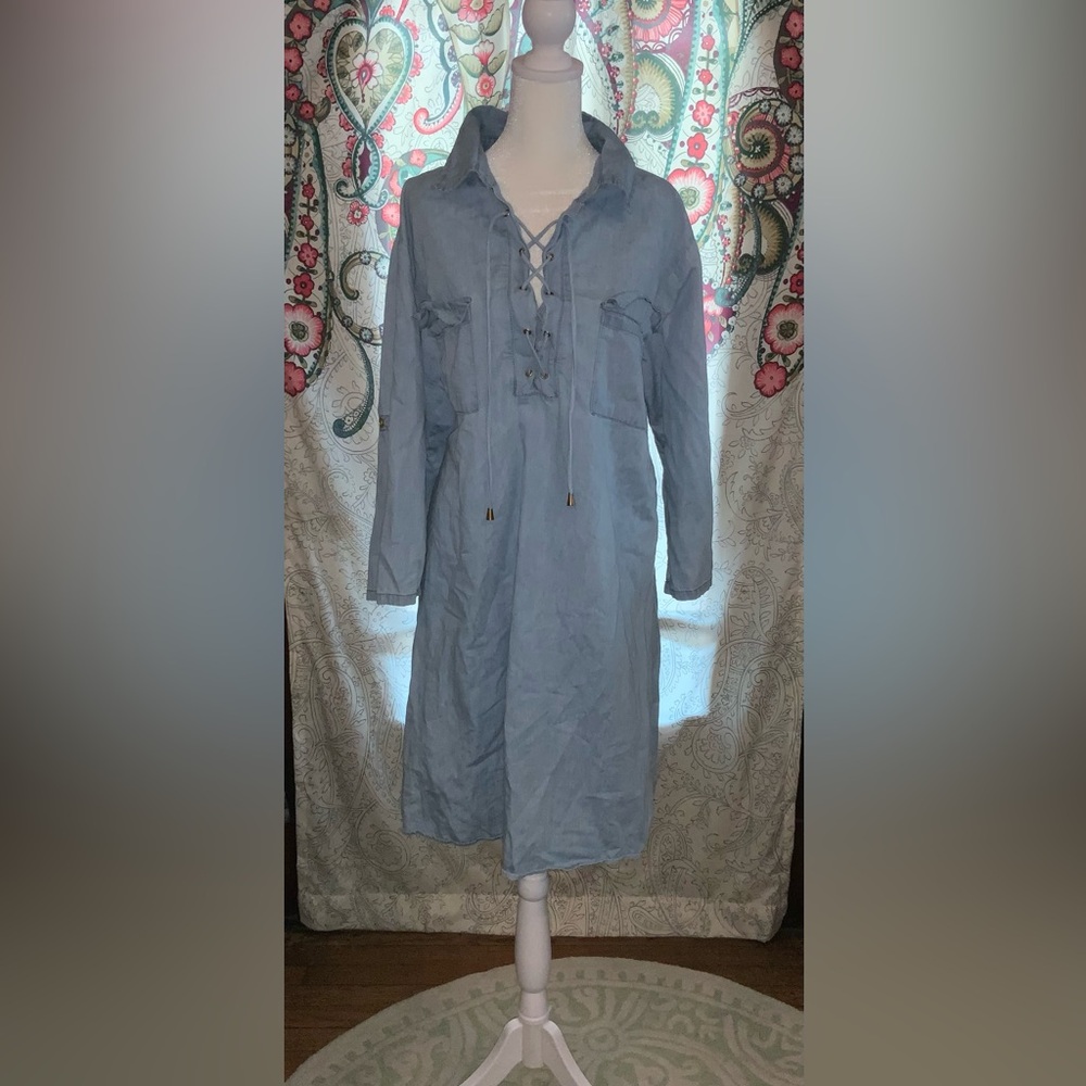 MPH Denim Dress XXL coastal cowgirl western chic horse girl boots denim chambray